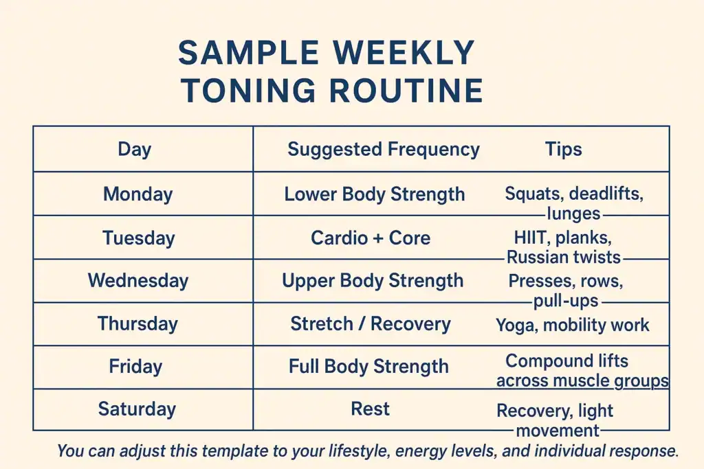 Achieving the Perfect Tone: How Often Should You Exercise for Results? 4 Weekly exercise Doncaster plan graphic