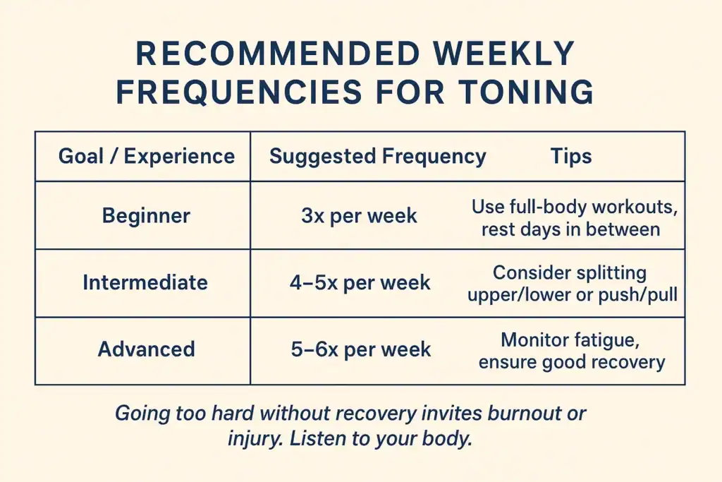 Achieving the Perfect Tone: How Often Should You Exercise for Results? 2 Graphic to show how often you should do exercise to help with toning Doncaster